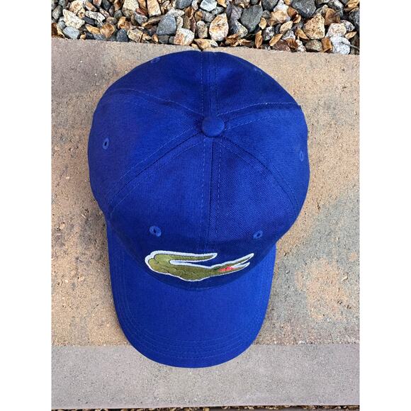 Lacoste Big Croc Blue Dad Hat Crocodile Badge - Picture 2 of 8